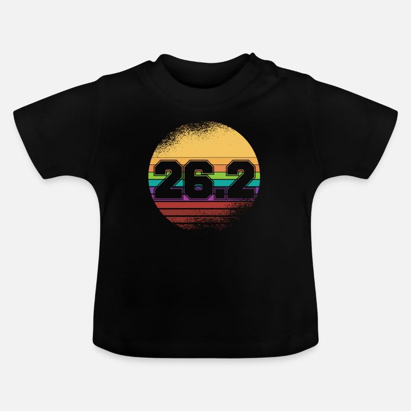 First Marathon 26.2 Marathoner Retro Runner - T-shirt bio col rond Bébé - noir