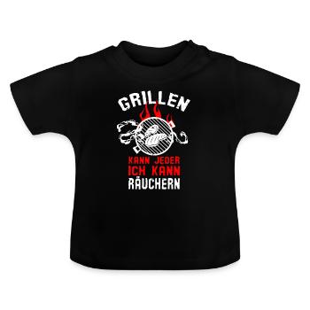 Grillen Kann Jeder Ich Kann Räuchern Grill Meister - Baby Bio-T-Shirt mit Rundhals - Schwarz - Vorne