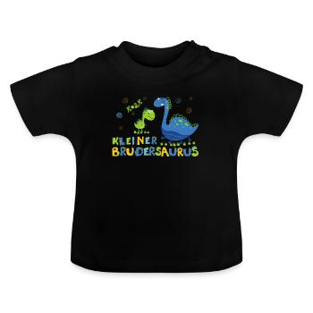 Dinosaurier kleiner Brudersaurus Kleiner Bruder - Baby Bio-T-Shirt mit Rundhals - Schwarz - Vorne