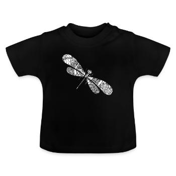Libelle Libelle Blumenmuster - Baby Bio-T-Shirt mit Rundhals - Schwarz - Vorne