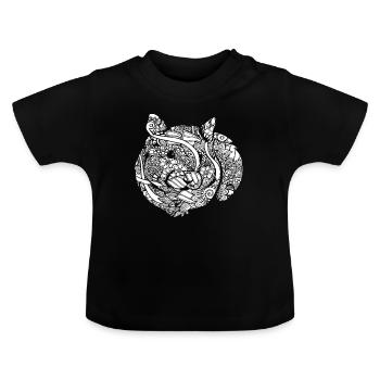 Hamster Hamster Blumenmuster - Baby Bio-T-Shirt mit Rundhals - Schwarz - Vorne