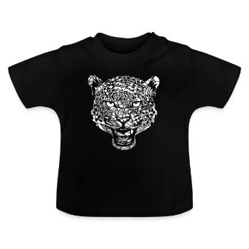 Leopard Leopard Blumenmuster - Baby Bio-T-Shirt mit Rundhals - Schwarz - Vorne