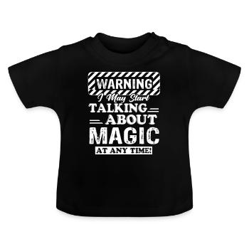 Avertissement magicien magicien - T-shirt bio col rond Bébé - noir - Devant