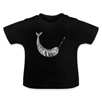 Narval narval motif floral - T-shirt bio col rond Bébé - noir - Devant