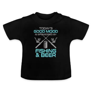 Todays good moos is sponsored by fishing - Baby Bio-T-Shirt mit Rundhals - Schwarz - Vorne