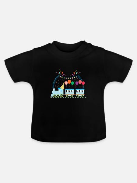 Zugführer Kinder Design - Baby Bio-T-Shirt mit Rundhals - Schwarz