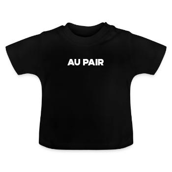 Au pair barnepige - Økologisk T-shirt til baby, rund hals - sort - Foran