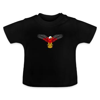 German Eagle - Germany Flag - Baby Organic T-Shirt with Round Neck - black - Front