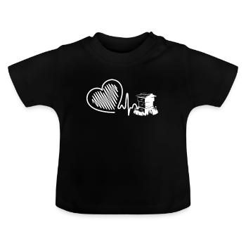 Imker Imker Herzschlag - Baby Bio-T-Shirt mit Rundhals - Schwarz - Vorne