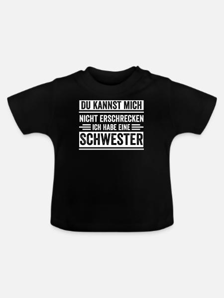 Schwester Geschwister - Baby Bio-T-Shirt mit Rundhals - Schwarz
