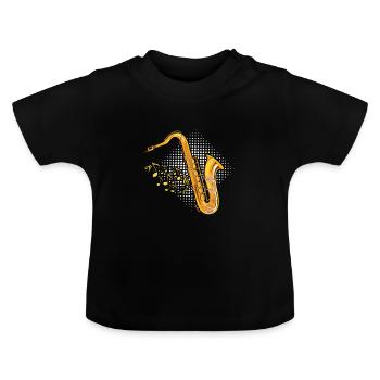 Joueur de saxophone ténor basse saxophone - T-shirt bio col rond Bébé - noir - Devant