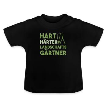 Hart Härter Landschaftsgärtner - Baby Bio-T-Shirt mit Rundhals - Schwarz - Vorne
