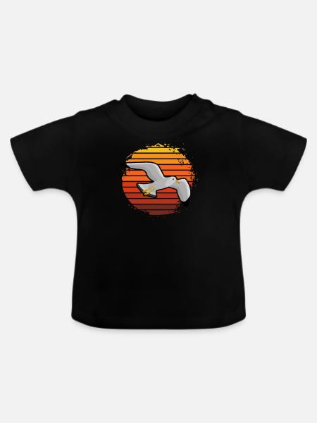 Möwe Wasservogel Shirt Geschenkidee - Baby Bio-T-Shirt mit Rundhals - Schwarz
