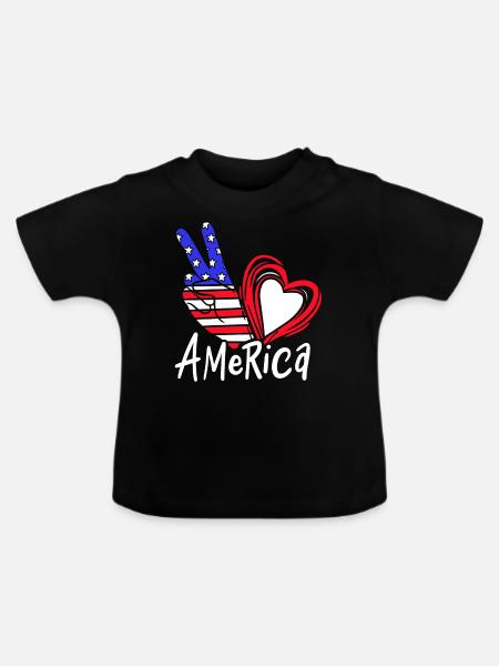 Amerika - Baby Bio-T-Shirt mit Rundhals - Schwarz