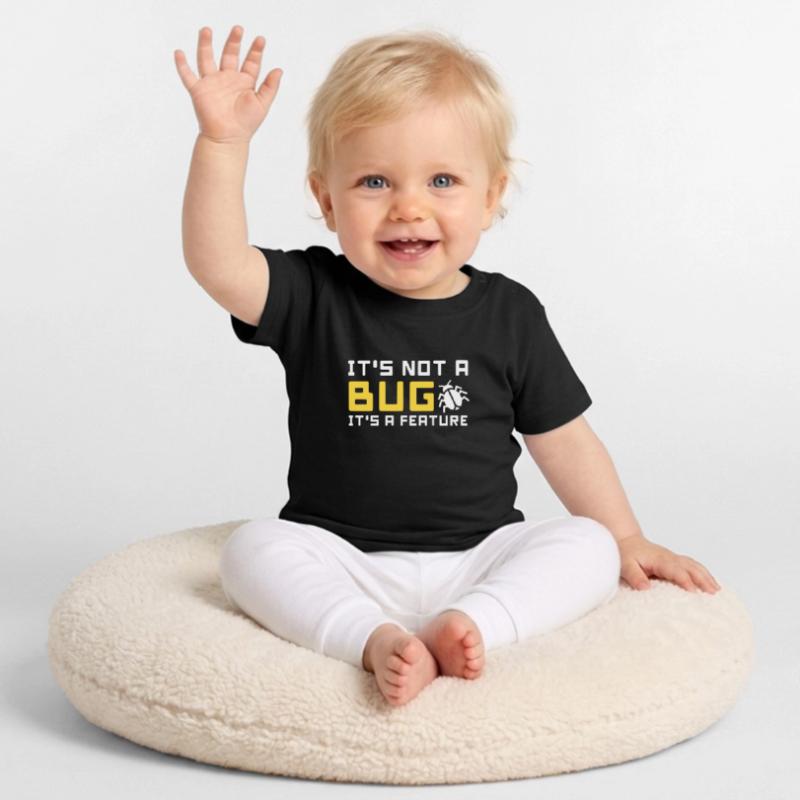 bug feature computer science code programmer program Baby Organic T-Shirt with Round Neck