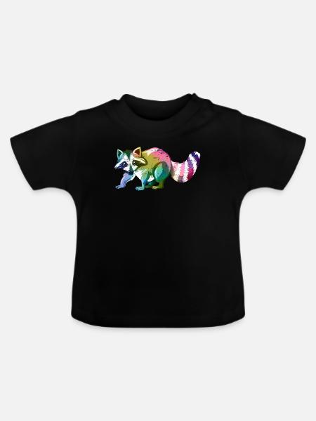 Waschbär Niedliches Tier - Baby Bio-T-Shirt mit Rundhals - Schwarz