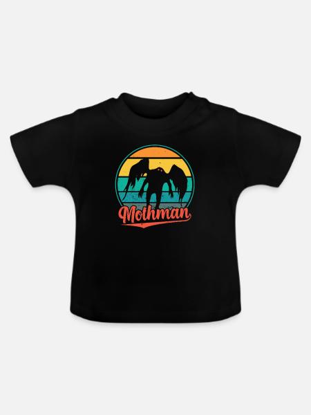 Mothman mit Motte - Baby Bio-T-Shirt mit Rundhals - Schwarz