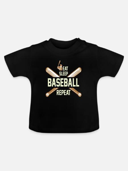 Baseball - Baby Bio-T-Shirt mit Rundhals - Schwarz
