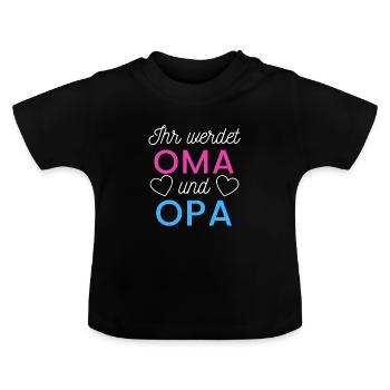 Tu seras grand-mère et grand-père - T-shirt bio col rond Bébé - noir - Devant