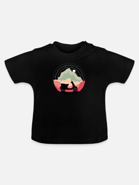 Moped Fancy Moped Design - Baby Bio-T-Shirt mit Rundhals - Schwarz