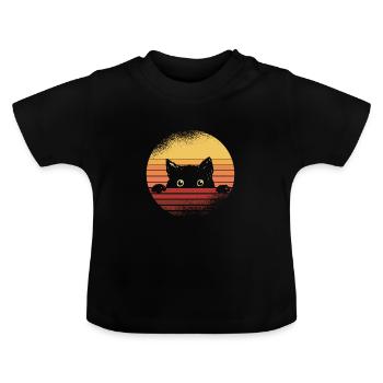 Schwarze Katze - Baby Bio-T-Shirt mit Rundhals - Schwarz - Vorne
