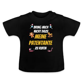 Geschenk für Patenkind von Patenonkel Patentante - Baby Bio-T-Shirt mit Rundhals - Schwarz - Vorne