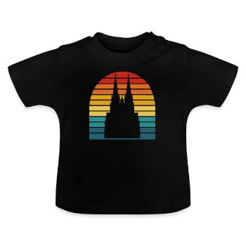 Cathédrale de Cologne Retro Vintage Kölsch Kölner - T-shirt bio col rond Bébé - noir - Devant