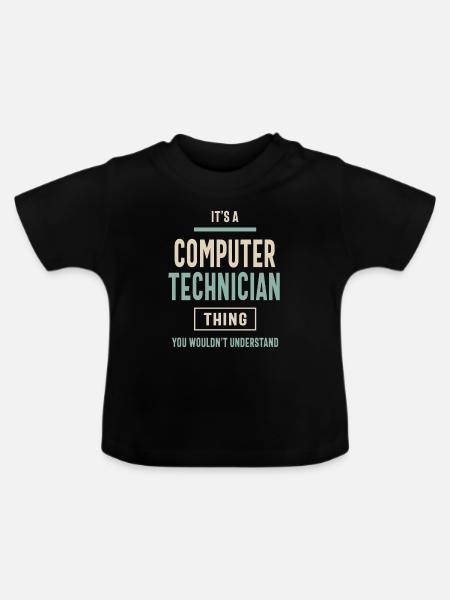 Computertechniker Berufsbezeichnung Männer Frauen Geschenk - Baby Bio-T-Shirt mit Rundhals - Schwarz