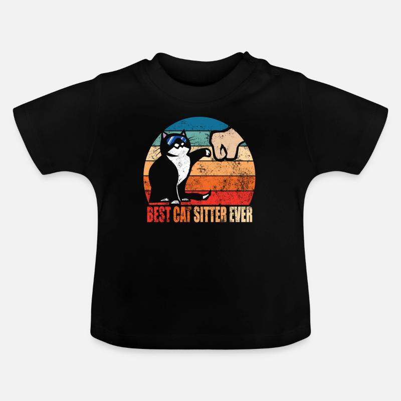 Meilleur chat Sitter jamais drôle de conception de bosse de poing - T-shirt bio col rond Bébé - noir