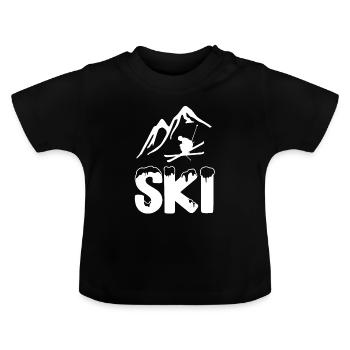 ski skifahrer skiing skifahren - Baby Bio-T-Shirt mit Rundhals - Schwarz - Vorne