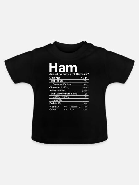 Schinken Nährwertangaben - Baby Bio-T-Shirt mit Rundhals - Schwarz