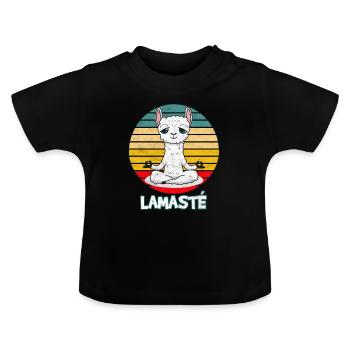 Yoga Meditation Achtsamkeit Lama - Namaste - Baby Bio-T-Shirt mit Rundhals - Schwarz - Vorne