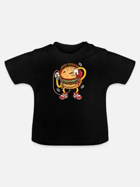 Burger Hamburger - Baby Bio-T-Shirt mit Rundhals - Schwarz