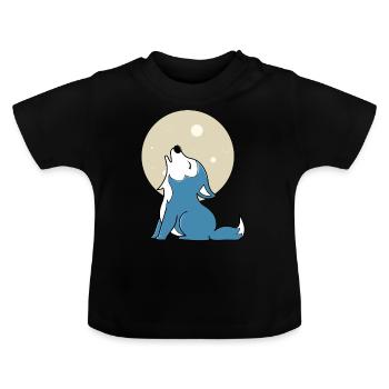 Baby wolf moon - Baby Organic T-Shirt with Round Neck - black - Front
