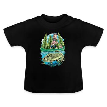 Fishing carp carp fishing common carp - Baby Organic T-Shirt with Round Neck - black - Front