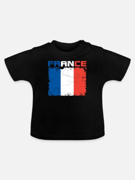 Frankreich Flagge - Baby Bio-T-Shirt mit Rundhals - Schwarz