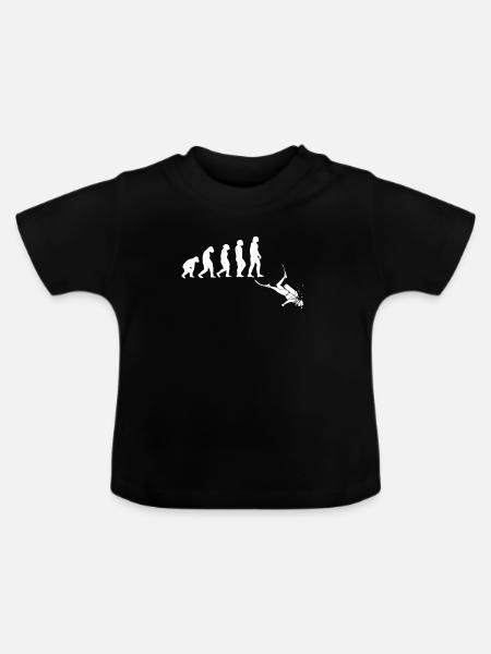 Taucher Evolution Tshirt - Baby Bio-T-Shirt mit Rundhals - Schwarz
