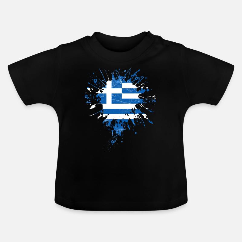 Drapeau de la grèce - T-shirt bio col rond Bébé - noir