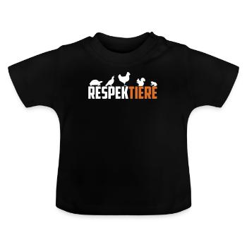 RESPEKTIERE Tierschutz Tierrechte - Baby Bio-T-Shirt mit Rundhals - Schwarz - Vorne