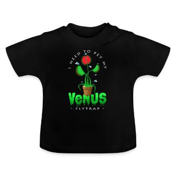 Je nourris mes mouches Venus flytrap - T-shirt bio col rond Bébé - noir - Devant