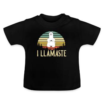 LLamaste Yoga Lama Alpaka - Baby Bio-T-Shirt mit Rundhals - Schwarz - Vorne