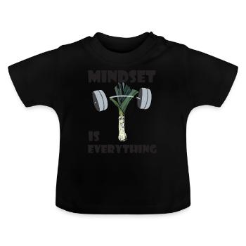 Fitness Lauch Mindset ist alles Vegan - Baby Bio-T-Shirt mit Rundhals - Schwarz - Vorne