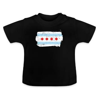 Drapeau de Chicago - T-shirt bio col rond Bébé - noir - Devant