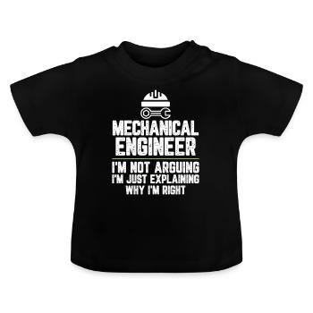 Maschinenbauingenieur Ich streite nicht Ich bin gerecht - Baby Bio-T-Shirt mit Rundhals - Schwarz - Vorne