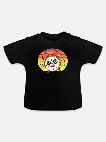 Wecker Sonnenuntergang - Baby Bio-T-Shirt mit Rundhals - Schwarz