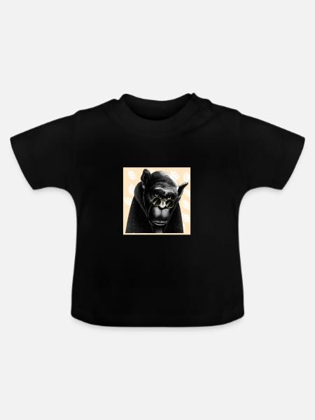 Affe - Zeichnung - Baby Bio-T-Shirt mit Rundhals - Schwarz