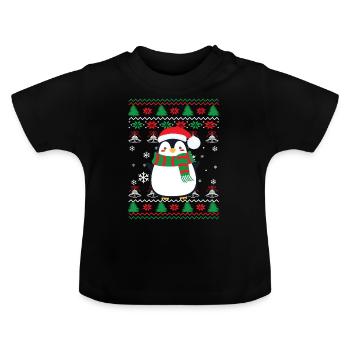 Pinguin ugly christmas sweater Geschenk - Baby Bio-T-Shirt mit Rundhals - Schwarz - Vorne
