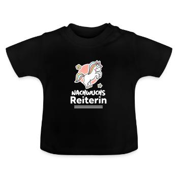Nachwuchs Reiterin Baby Party Reiten Pferde Pferd - Baby Bio-T-Shirt mit Rundhals - Schwarz - Vorne