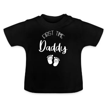 First time father in 2021 - Baby Organic T-Shirt with Round Neck - black - Front