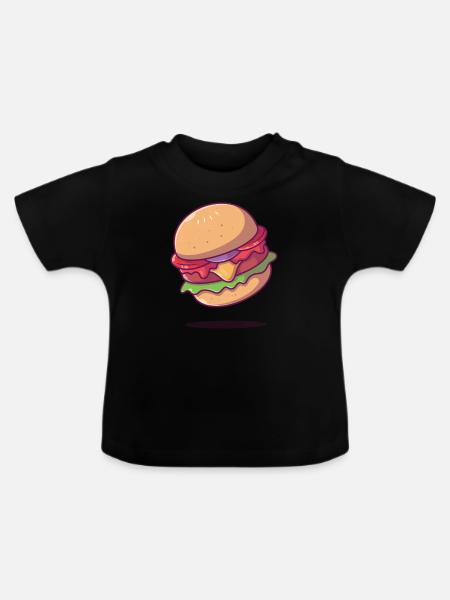 Cheeseburger Favorit Lebensmittel Geschenkidee - Baby Bio-T-Shirt mit Rundhals - Schwarz